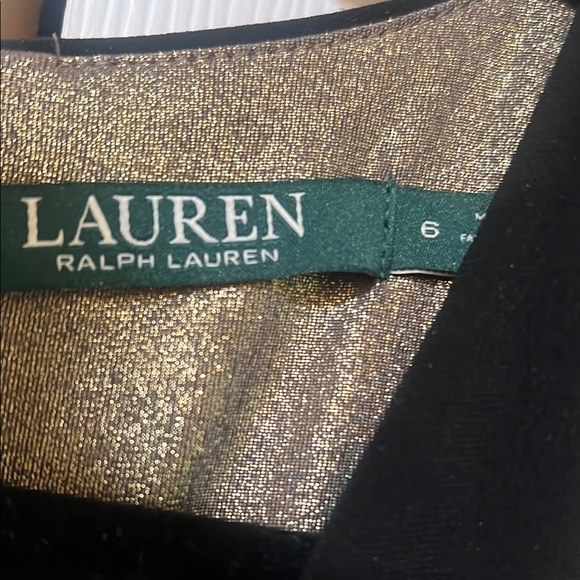 Lauren Ralph Lauren formal evening dress Black & gold long sleeves size 6 - Picture 4 of 9